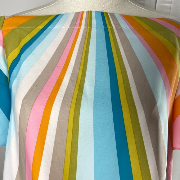 Trina Turk Loveable Off the Shoulder Multicolor Bright Striped Summer Top Small - Picture 9 of 15